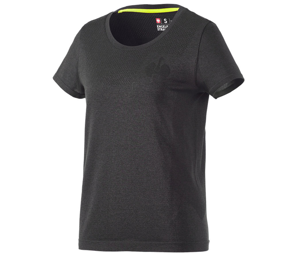 T-Shirts, Pullover & Skjorter: T-Shirt seamless e.s.trail, damer + sort melange