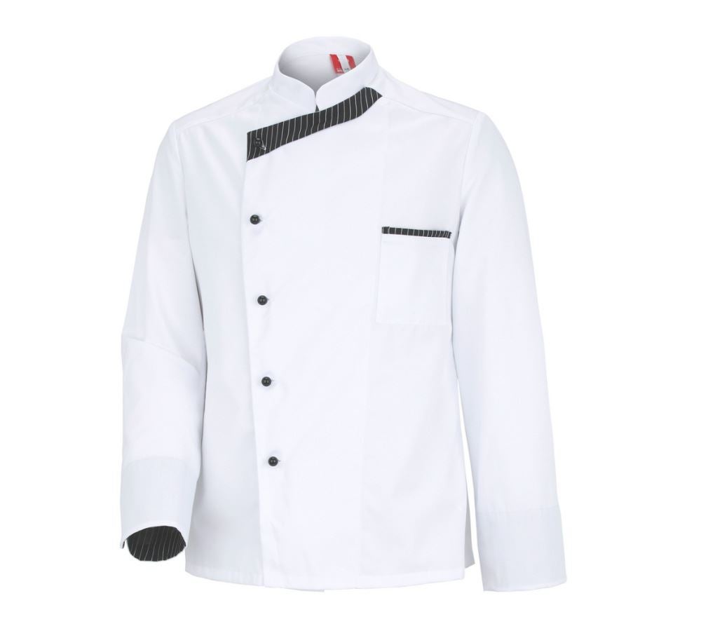 T-Shirts, Pullover & Skjorter: Kokkejakke Elegance, langærmet + hvid/sort
