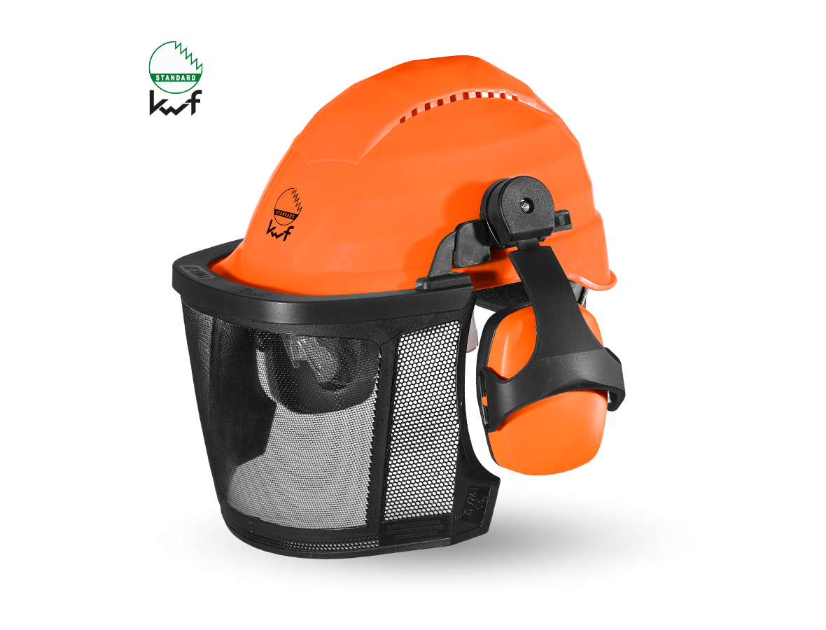Sikkerhedstøj skovbrug / motorsav: KWF Kombi af skov og sikkerhedshjelm Professional + orange