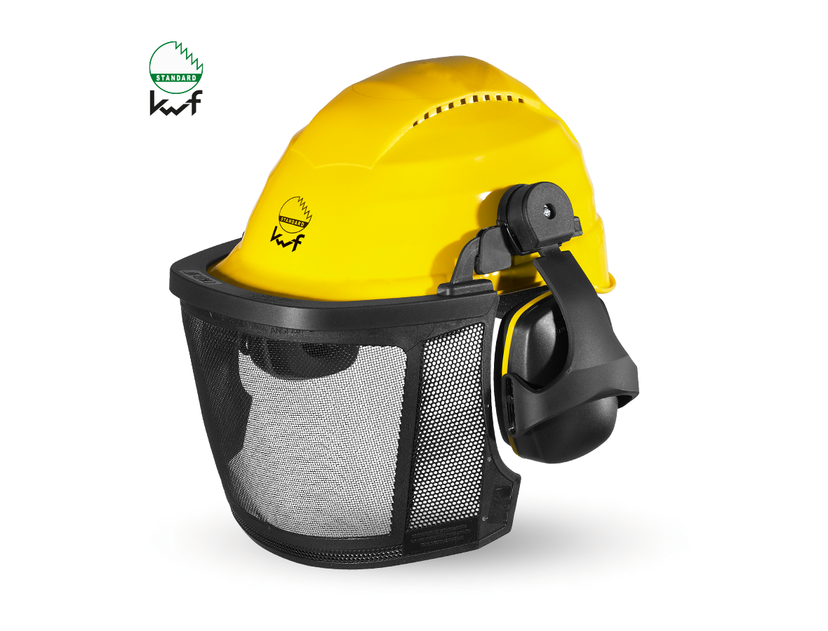 Sikkerhedstøj skovbrug / motorsav: KWF Kombi af skov og sikkerhedshjelm Professional + gul