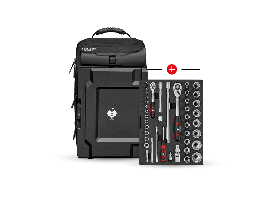 STRAUSSbox System: Insert Socket wrench Classic+STRAUSSbox backpack + black