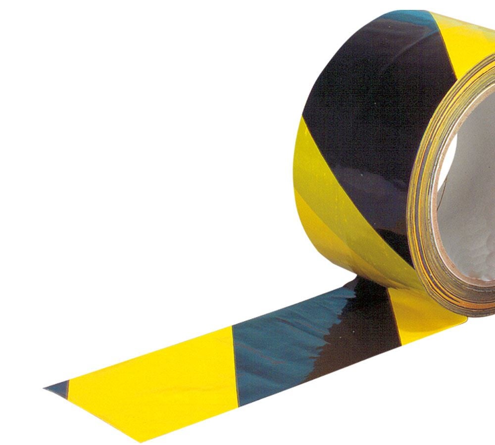 Kunststofbånd | Krepbånd: Advarselsbånd selvklæbende + gul/sort