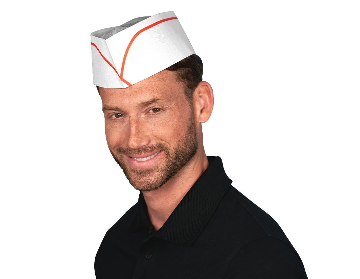 Disposable Clothing: Paper food service hats + white/red