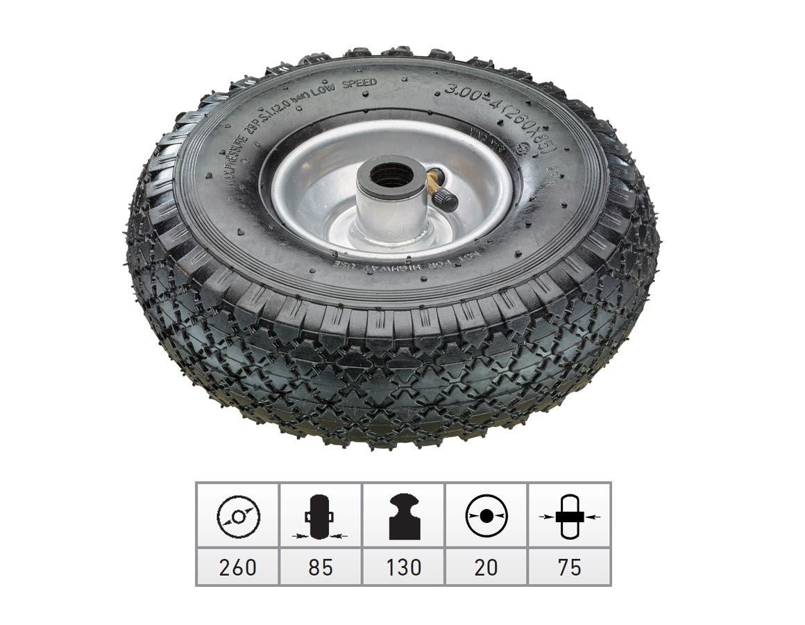 Transport rolls: Spare pneumatic wheel with steel wheel rim