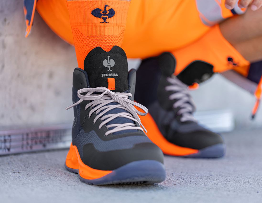 Footwear: S1PS Safety shoes e.s. Marseille mid + navy/high-vis orange 1