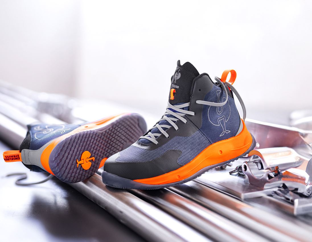 Footwear: S1PS Safety shoes e.s. Marseille mid + navy/high-vis orange