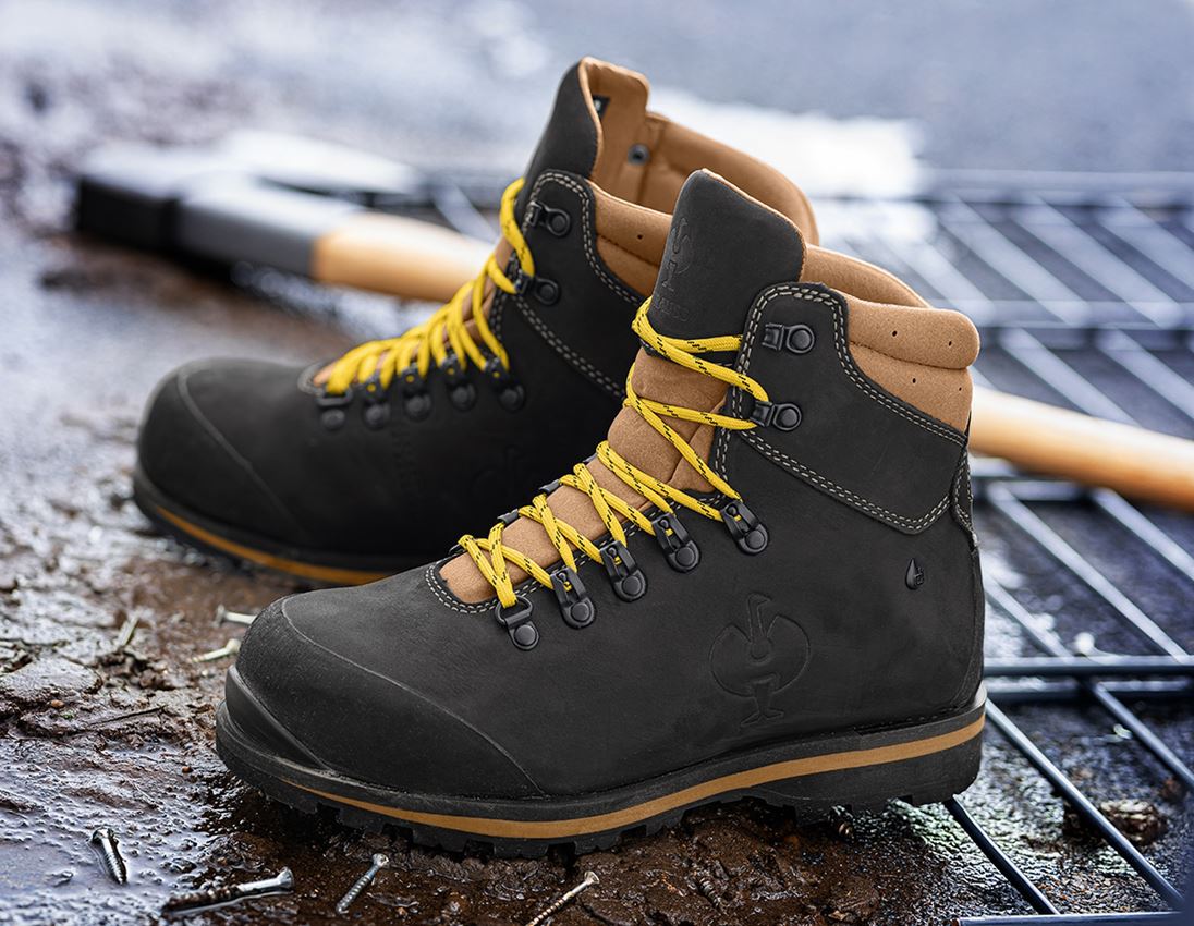 S3: S7L Safety boots e.s. Alrakis II mid + black/walnut/wheat