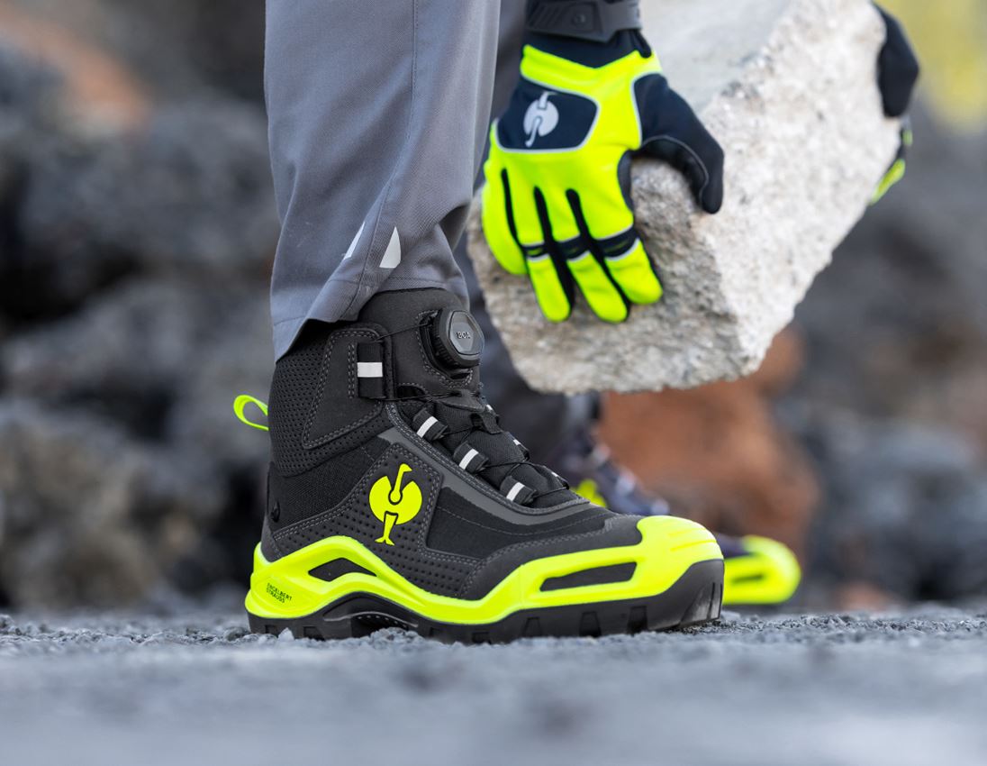 Footwear: S3 Safety boots e.s. Kastra II mid + anthracite/high-vis yellow 1
