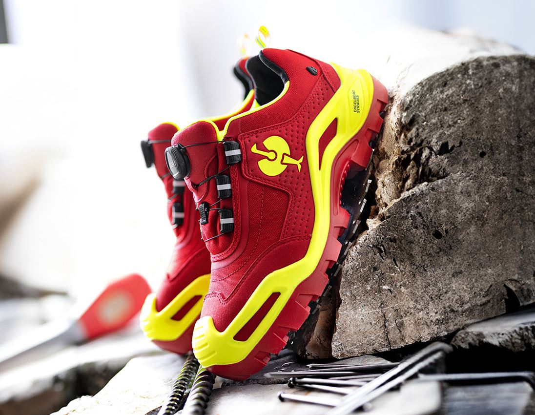 Footwear: S3 Safety shoes e.s. Kastra II low + red/high-vis yellow 1