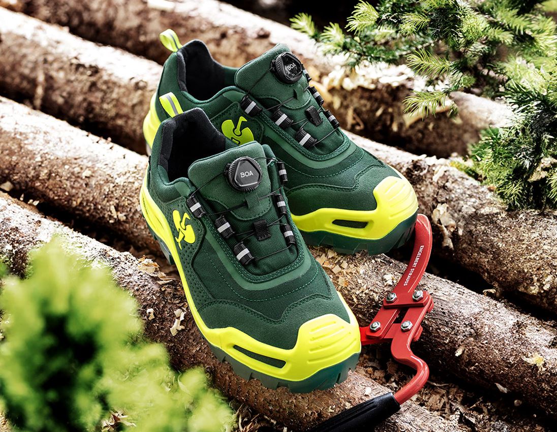 Footwear: S3 Safety shoes e.s. Kastra II low + green/high-vis yellow