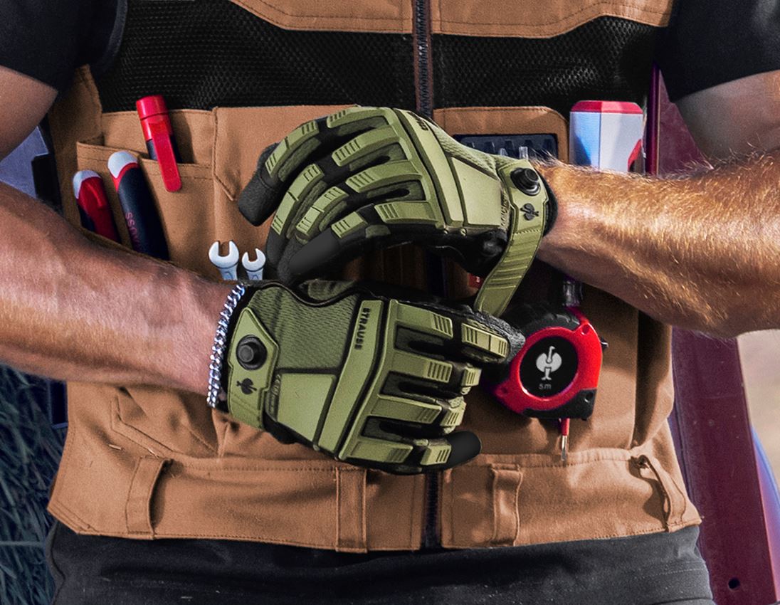 Hybrid: e.s. Assembly gloves Protect + olive/black