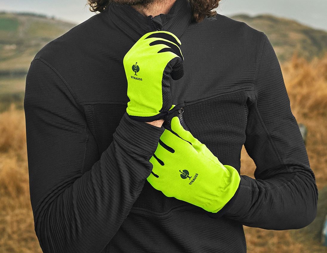 Personal Protection: 3 for 2 e.s. Winter gloves Fleece Comfort + high-vis yellow/black