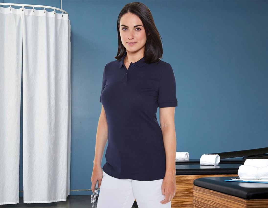 T-Shirts, Pullover & Skjorter: e.s. Pique-Polo cotton stretch, damer + mørkeblå