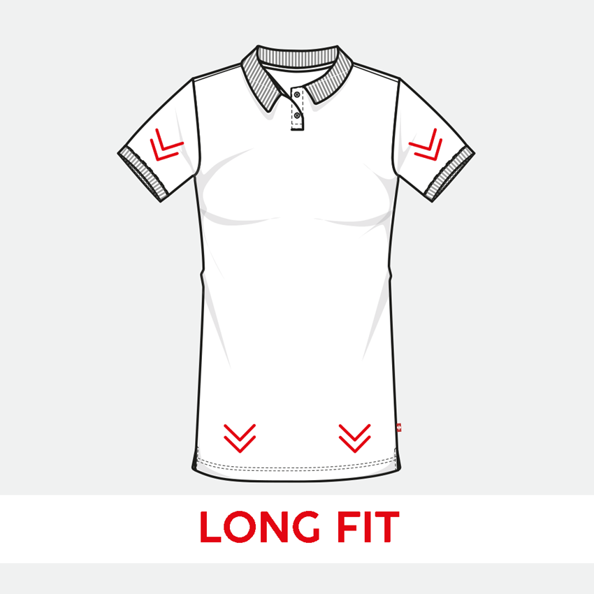 T-Shirts, Pullover & Skjorter: e.s. Pique-Polo cotton stretch, damer, long fit + gråmeleret 2