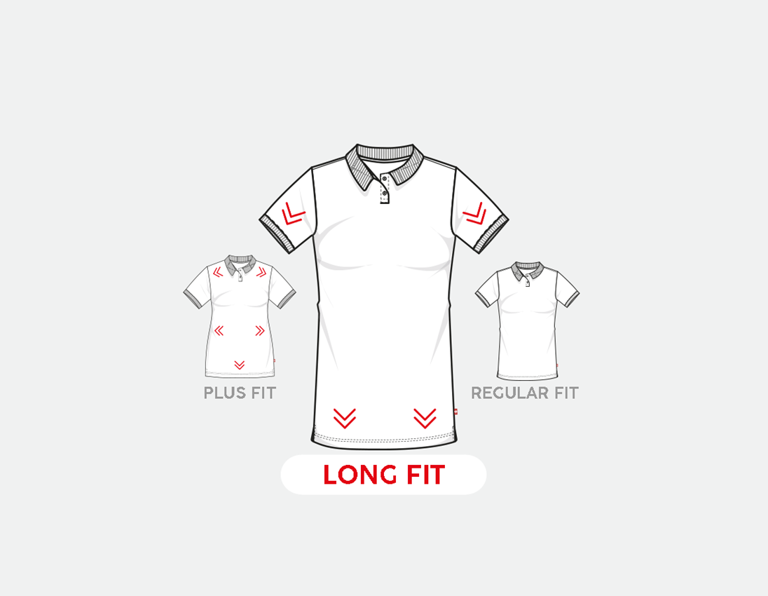 T-Shirts, Pullover & Skjorter: e.s. Pique-Polo cotton stretch, damer, long fit + ildrød 1