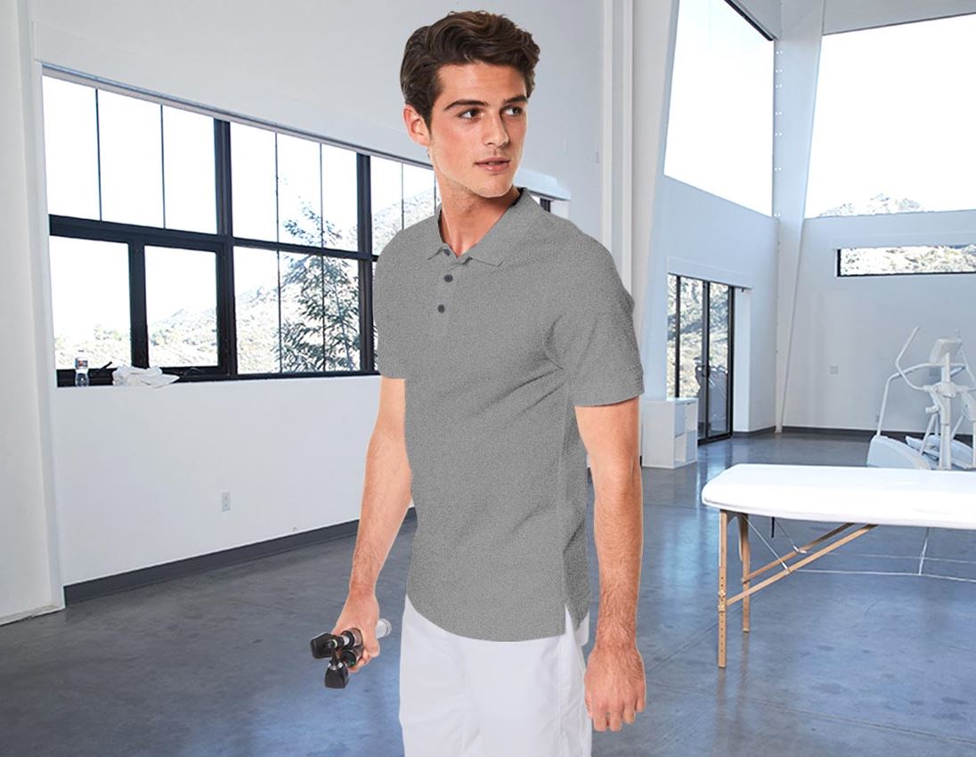 T-Shirts, Pullover & Skjorter: e.s. Pique-Polo cotton stretch, slim fit + gråmeleret