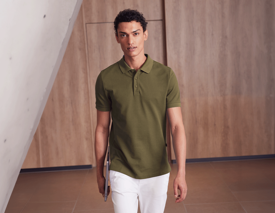 T-Shirts, Pullover & Skjorter: e.s. Pique-Polo cotton stretch + slamgrøn