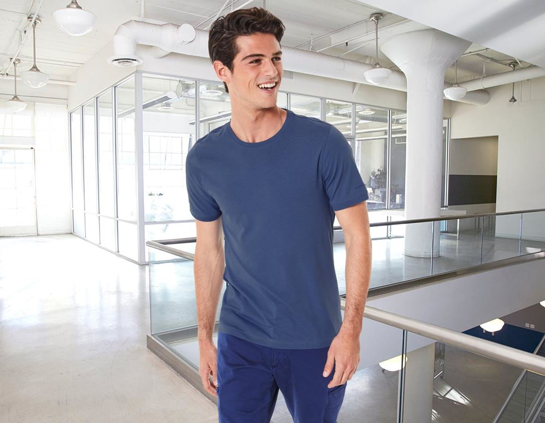 T-Shirts, Pullover & Skjorter: e.s. T-shirt cotton stretch, slim fit + kobolt