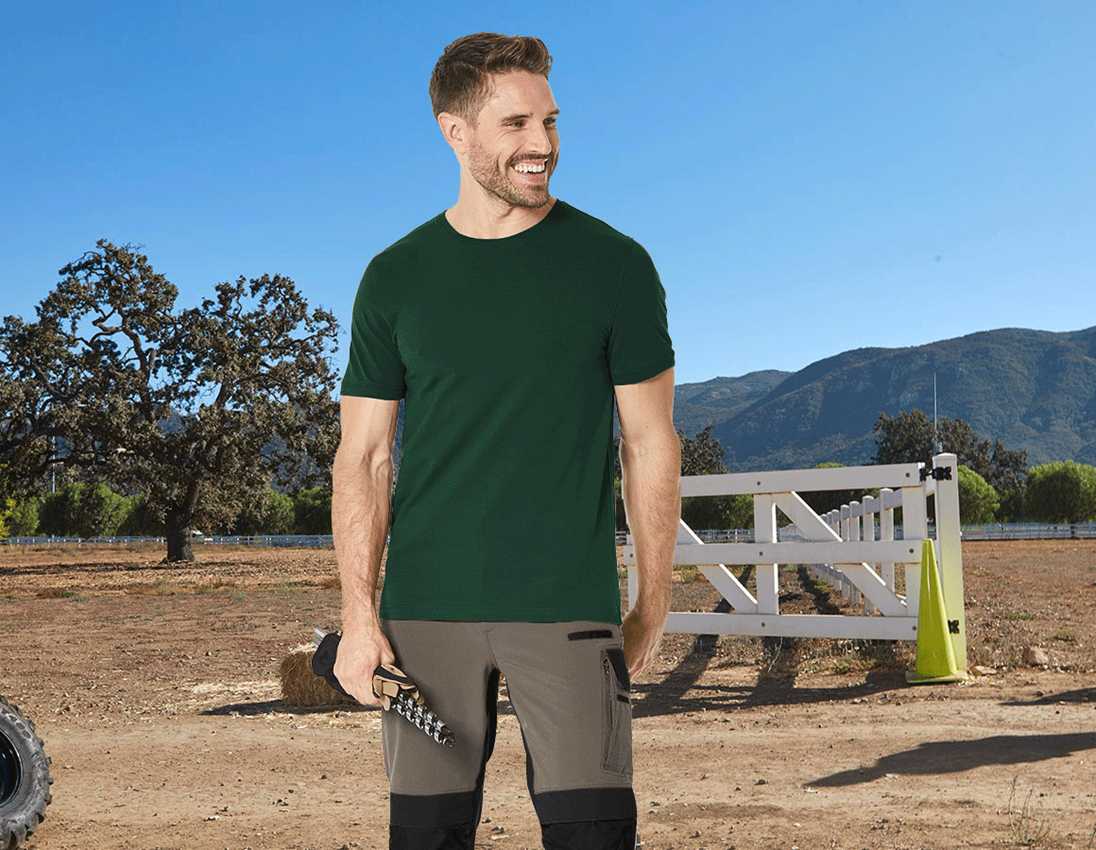 Tømrer / Snedker: e.s. T-shirt cotton stretch, slim fit + grøn