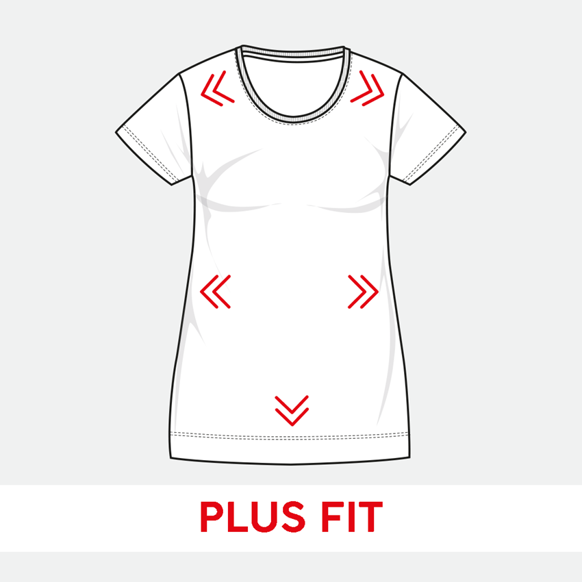 T-Shirts, Pullover & Skjorter: e.s. T-shirt cotton stretch, damer, plus fit + kobolt 2
