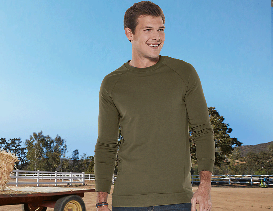 Joiners / Carpenters: e.s. Sweatshirt cotton stretch, long fit + mudgreen