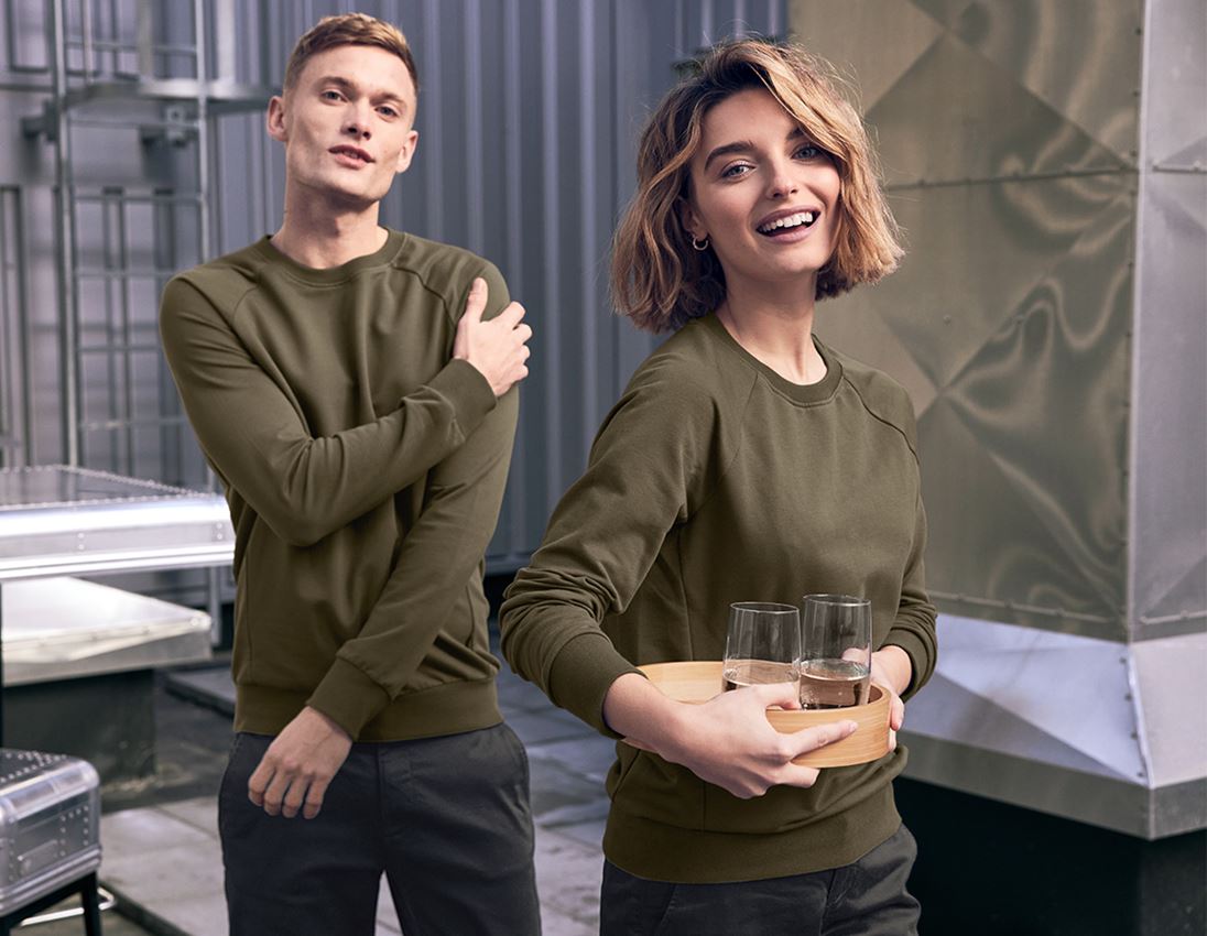 T-Shirts, Pullover & Skjorter: e.s. Sweatshirt cotton stretch, damer + slamgrøn 1