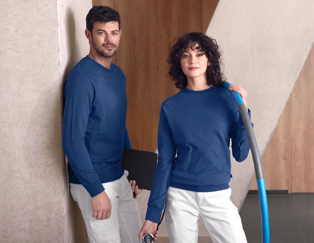 T-Shirts, Pullover & Skjorter: e.s. Sweatshirt cotton stretch, damer + alkaliblå 1