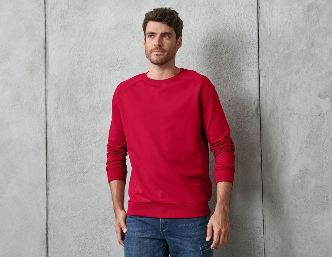 T-Shirts, Pullover & Skjorter: e.s. Sweatshirt cotton stretch + ildrød