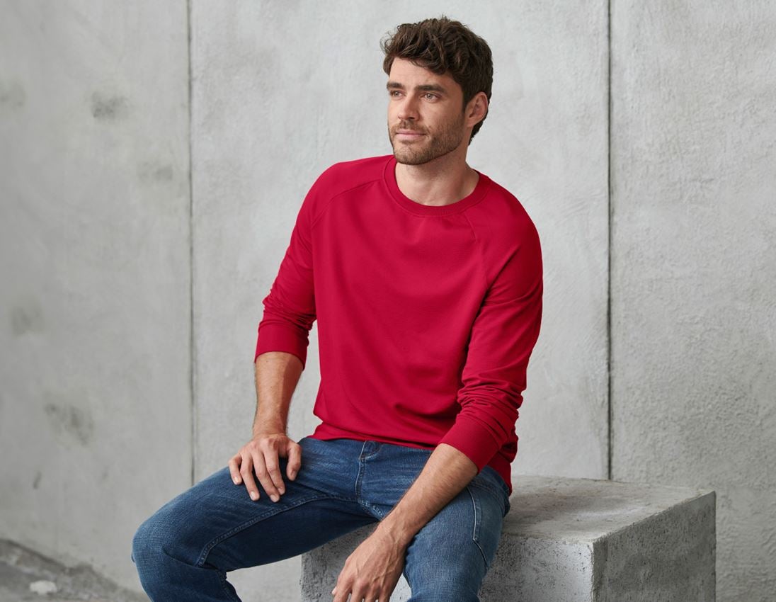 T-Shirts, Pullover & Skjorter: e.s. Sweatshirt cotton stretch + ildrød 1