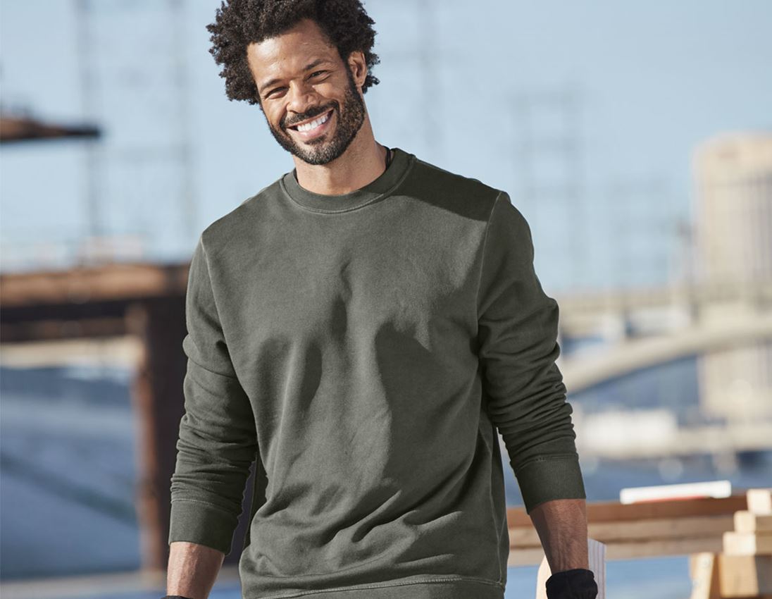 T-Shirts, Pullover & Skjorter: e.s. Sweatshirt vintage poly cotton + camouflagegrøn vintage 4
