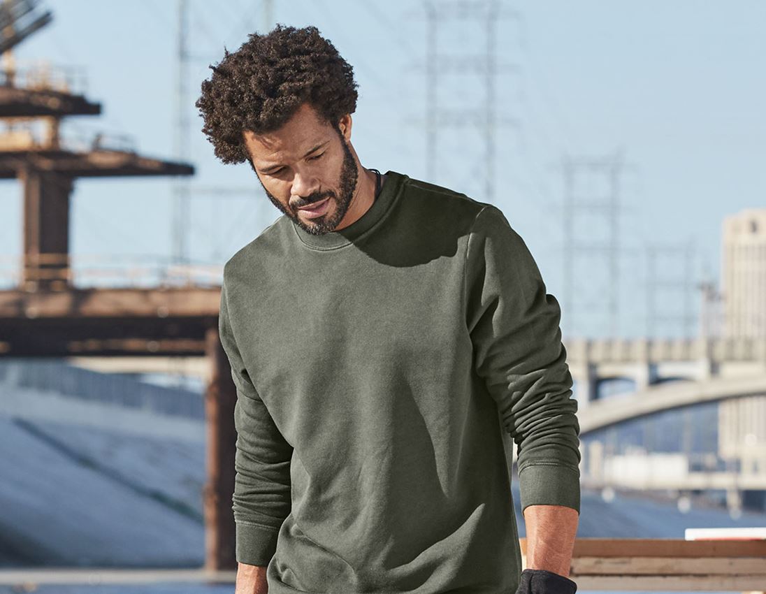 T-Shirts, Pullover & Skjorter: e.s. Sweatshirt vintage poly cotton + camouflagegrøn vintage 1