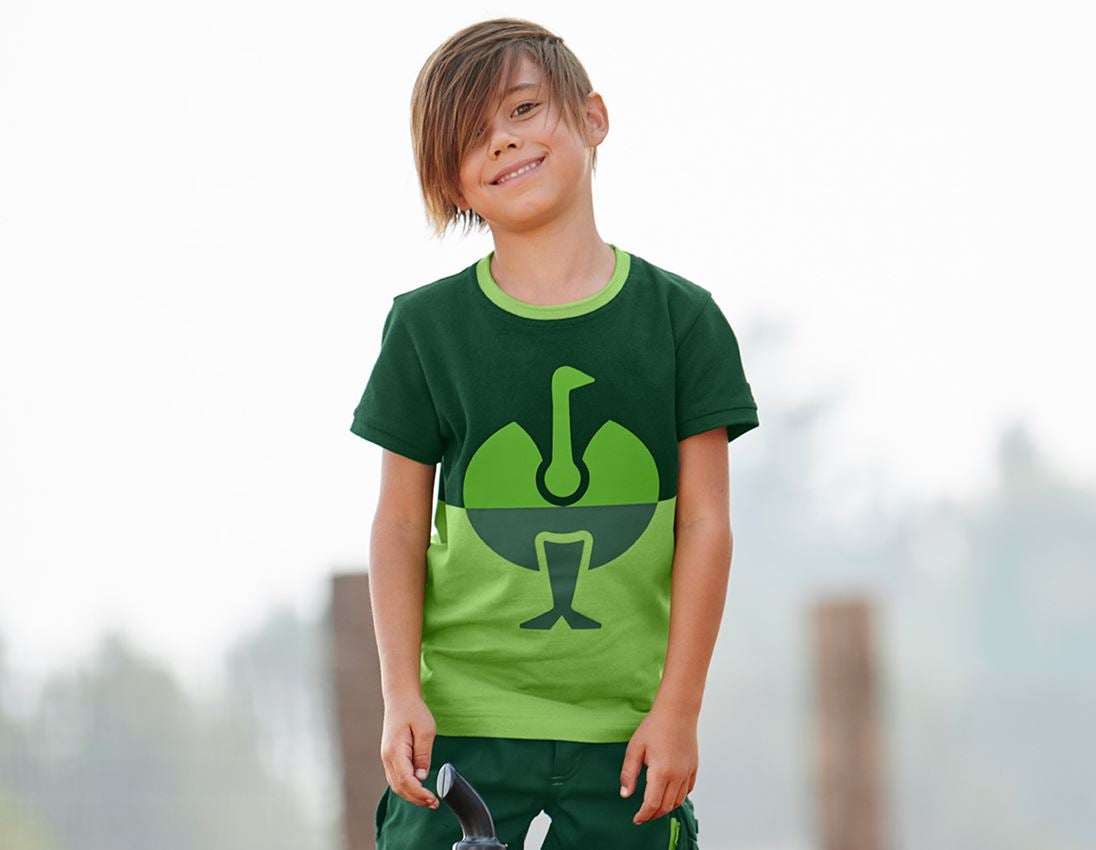Emner: e.s. Pique-Shirt colourblock, børne + grøn/havgrøn