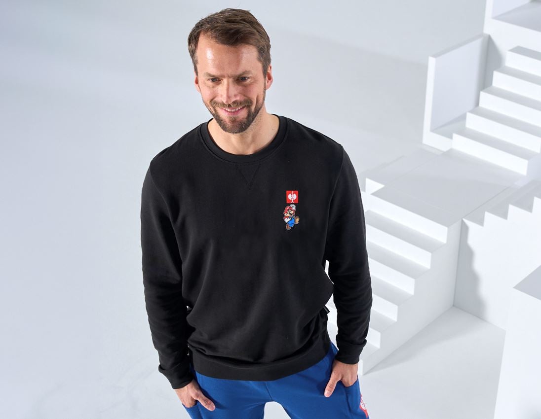 T-Shirts, Pullover & Skjorter: Super Mario sweatshirt, herrer + sort