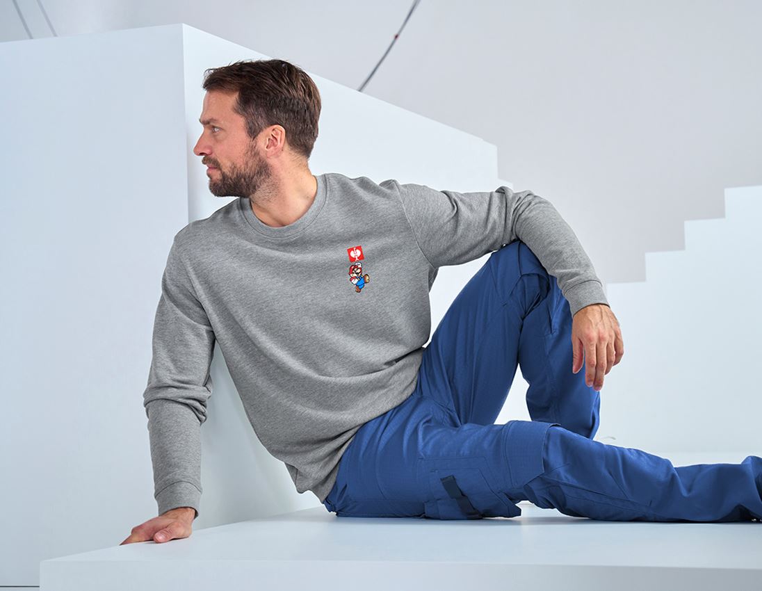 Shirts, Pullover & more: Super Mario Sweatshirt, men's + grey melange