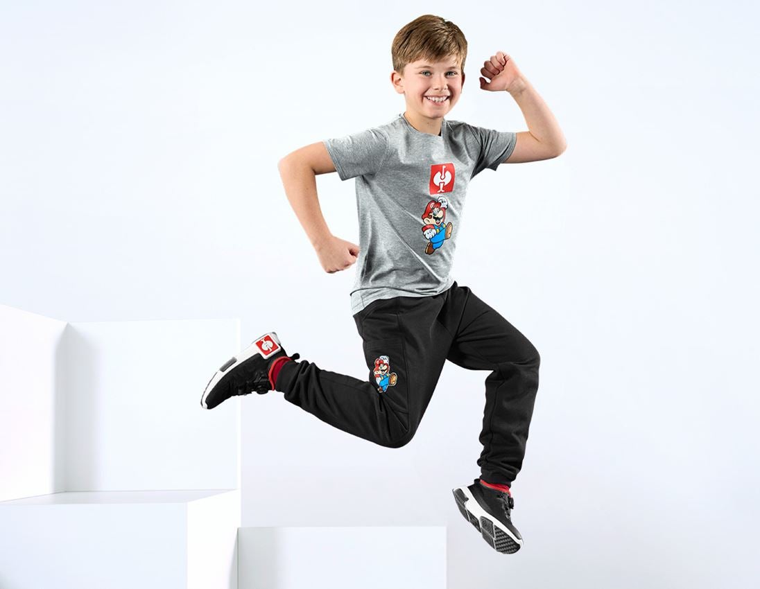 T-Shirts, Pullover & Skjorter: Super Mario T-shirt, børne + gråmeleret 1