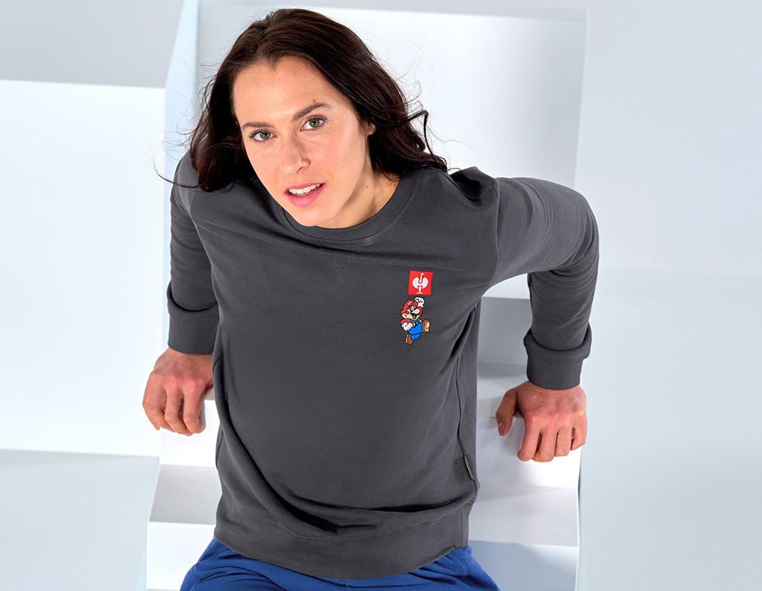 Shirts, Pullover & more: Super Mario Sweatshirt, ladies' + anthracite