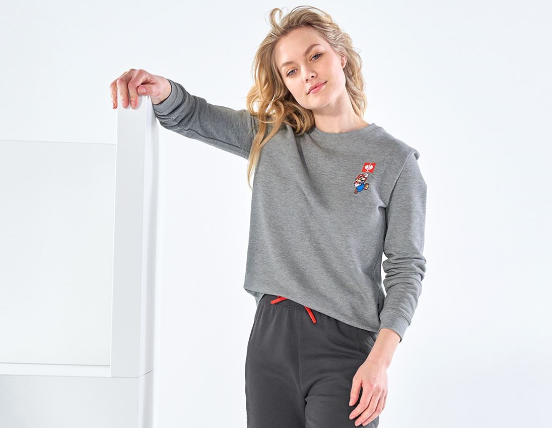 Samarbejde: Super Mario sweatshirt, damer + gråmeleret