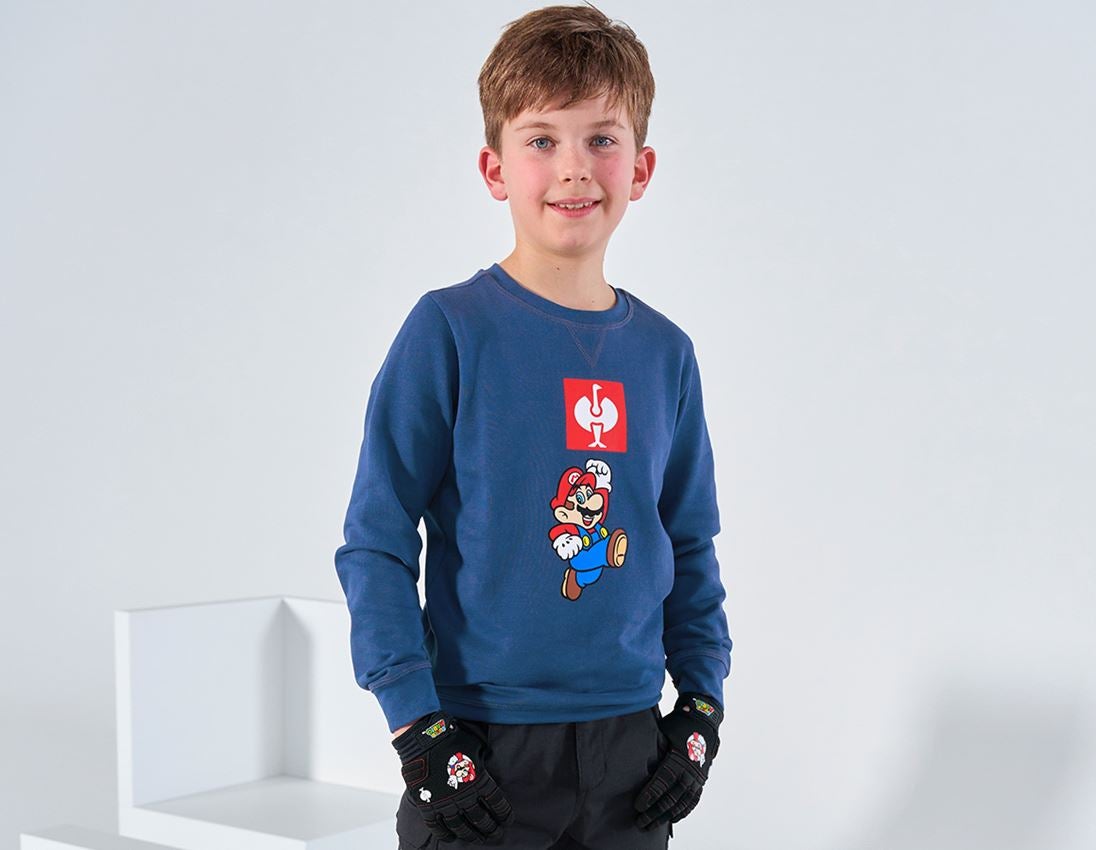 Samarbejde: Super Mario sweatshirt, børn + alkaliblå