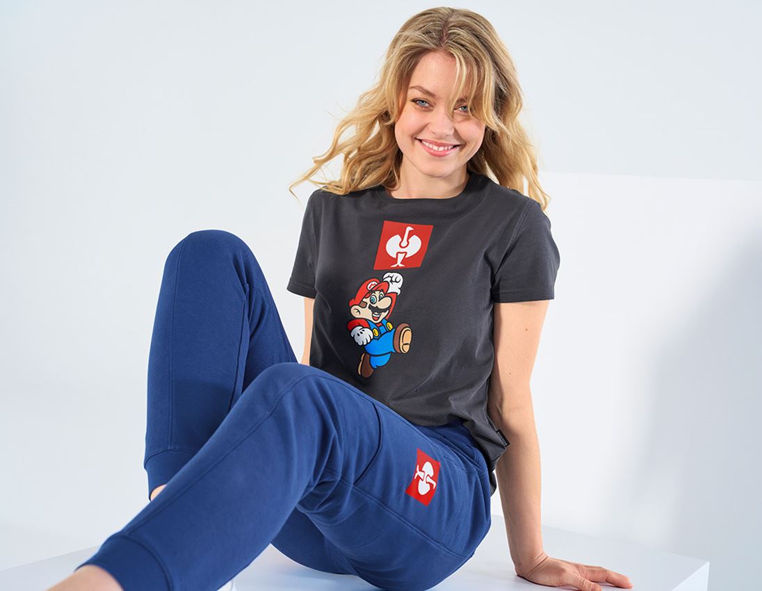T-Shirts, Pullover & Skjorter: Super Mario T-shirt, damer + antracit