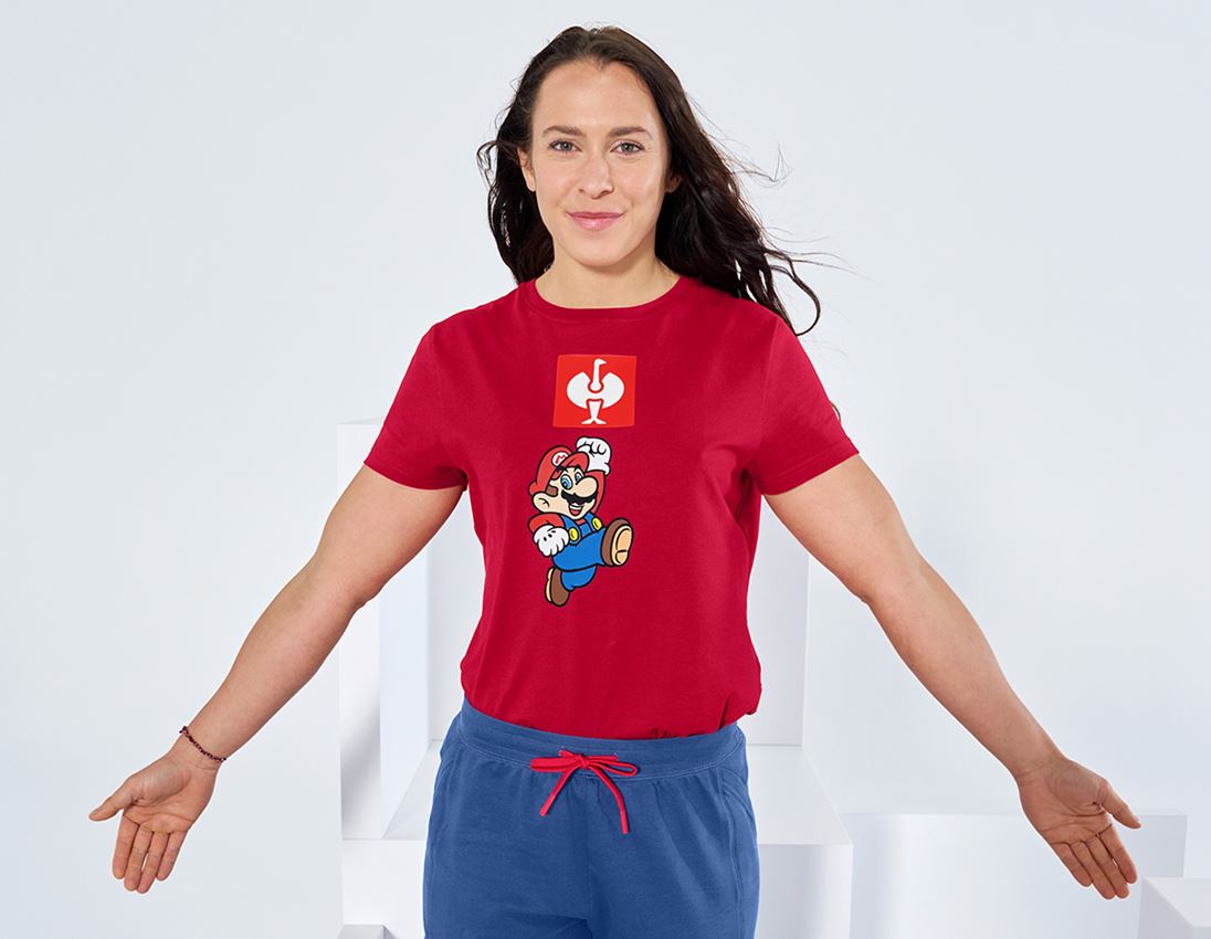 T-Shirts, Pullover & Skjorter: Super Mario T-shirt, damer + ildrød
