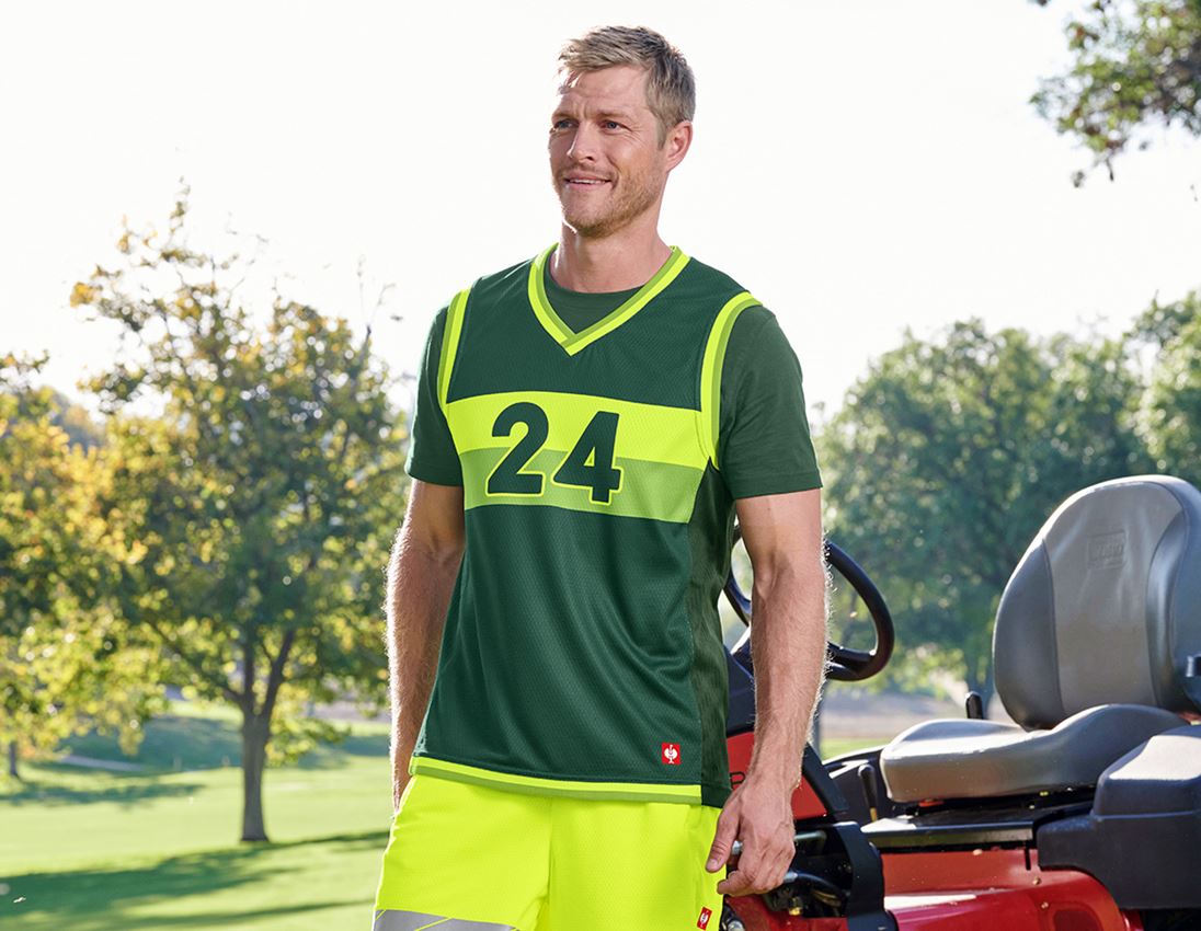 Clothing: Functional tank-shirt e.s.ambition + green/high-vis yellow