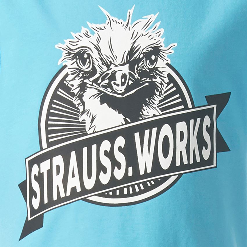 Beklædning: e.s. T-shirt strauss works, børne + lapisturkis 2