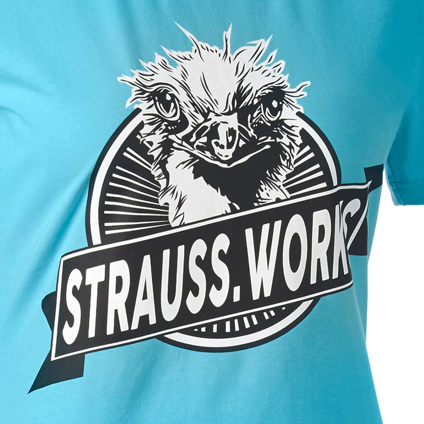 Beklædning: e.s. T-shirt strauss works, damer + lapisturkis 2