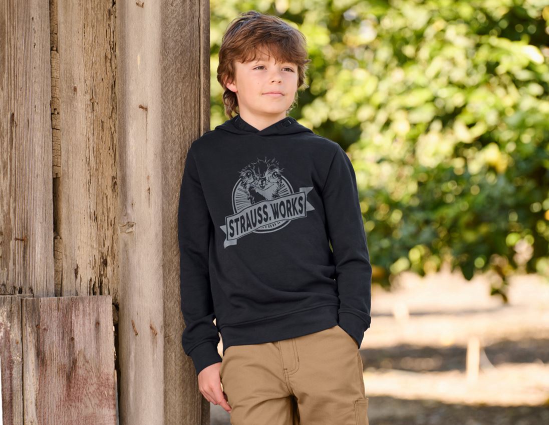 Clothing: Hoody sweatshirt e.s.iconic works, children's + black