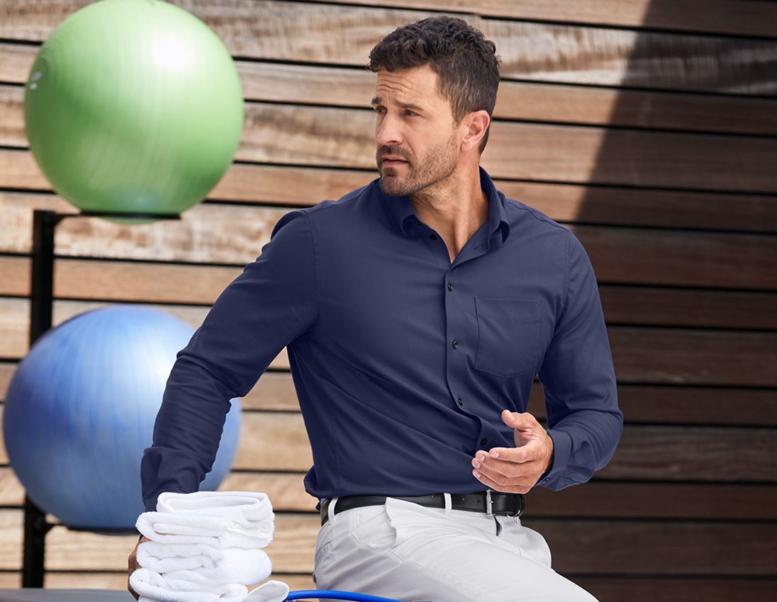 T-Shirts, Pullover & Skjorter: e.s. Business skjorte cotton stretch, comfort fit + mørkeblå 1