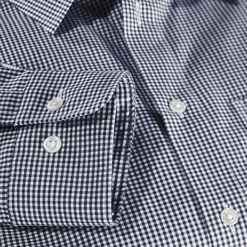 T-Shirts, Pullover & Skjorter: e.s. Business skjorte cotton stretch, slim fit + mørkeblå ternet 1