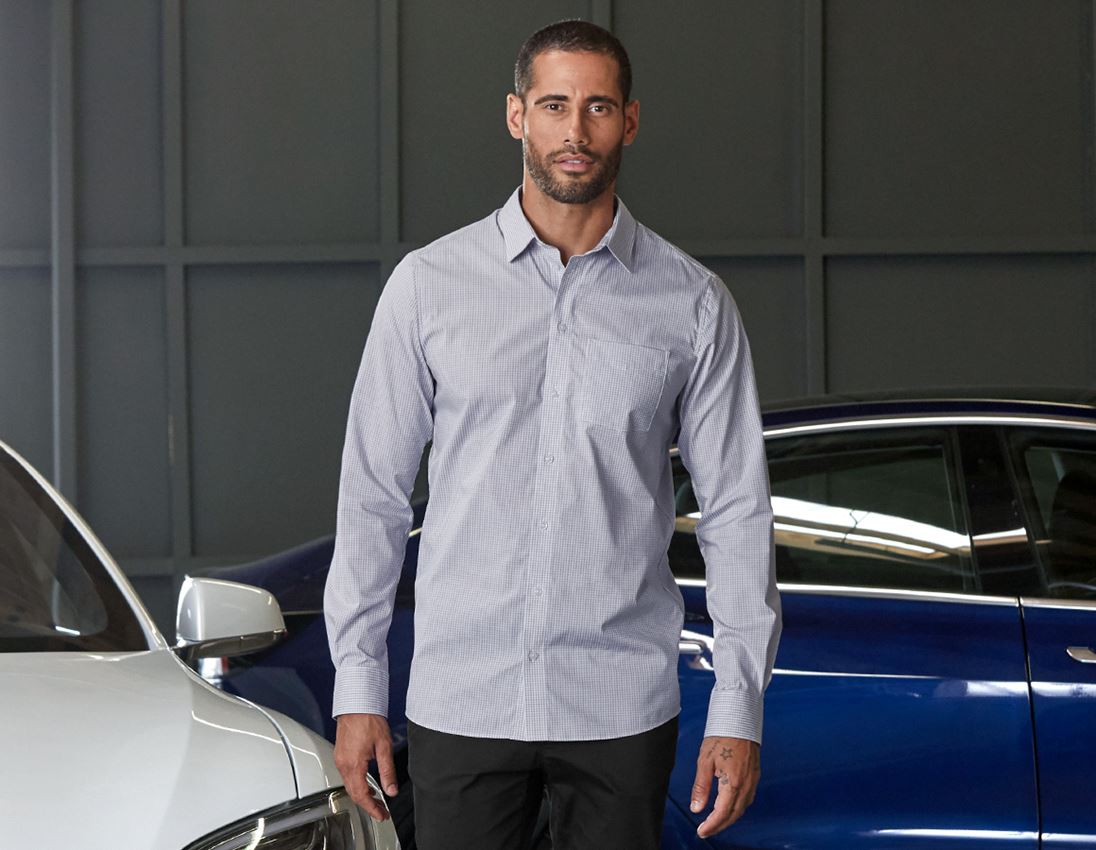 T-Shirts, Pullover & Skjorter: e.s. Business skjorte cotton stretch, regular fit + tågegrå  ternet