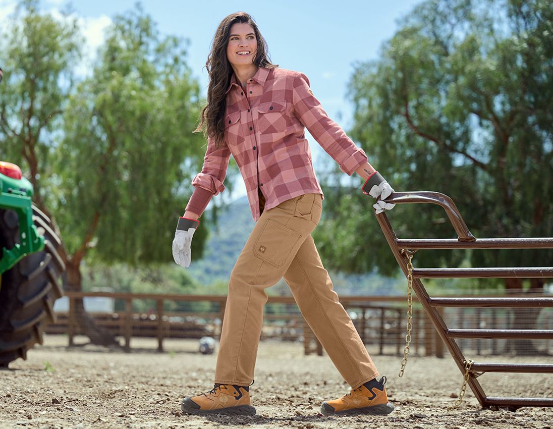 Clothing: Check shirt e.s.iconic, ladies' + quartz pink/oxidred 6