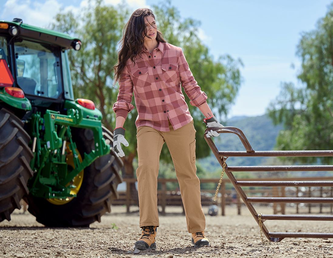 Clothing: Check shirt e.s.iconic, ladies' + quartz pink/oxidred 7