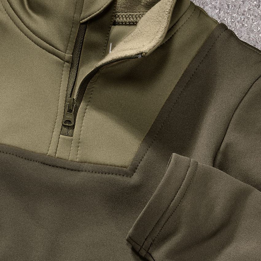 Shirts, Pullover & more: Funct.Troyer thermo stretch e.s.concrete child. + mudgreen/stipagreen 2